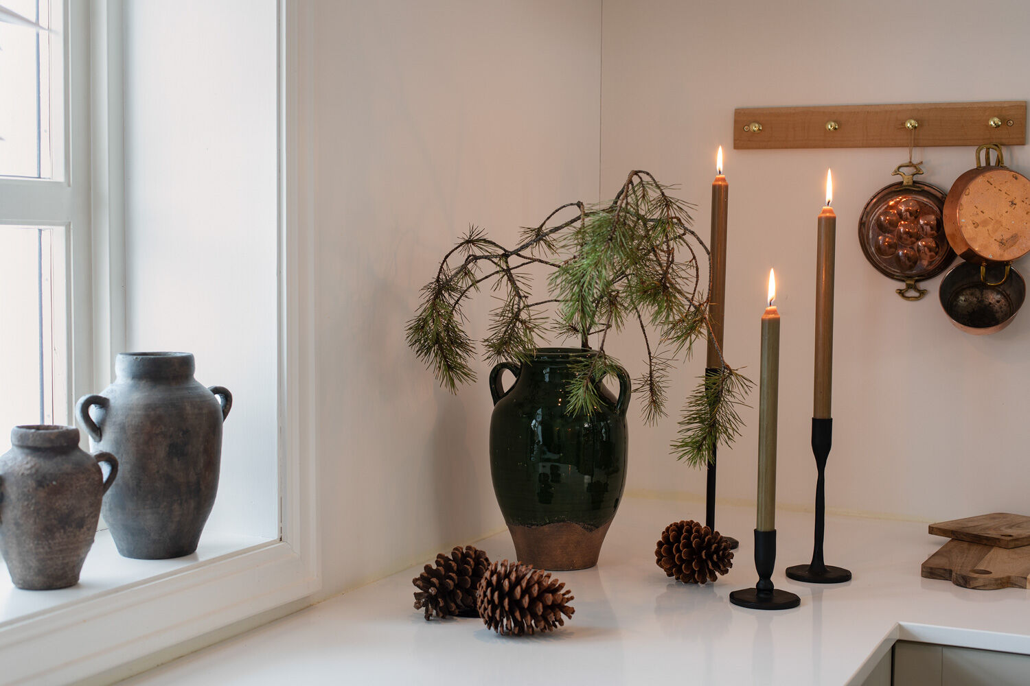 Gr&oslash;nne greiner i vase